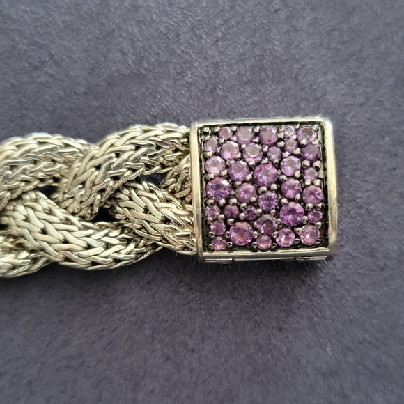 John Hardy Braided Mesh Bracelet with Amethyst Clasp - Picture 3 of 5